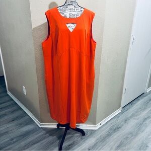 Kasper Vibrant Orange Sleeveless Midi Dress